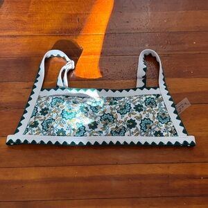 SHEIN White & Green Floral Crop Bikini Top